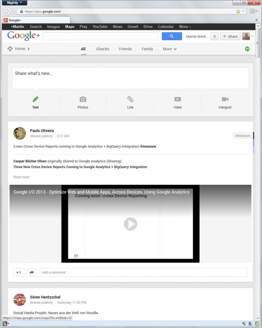 google plus wide layout