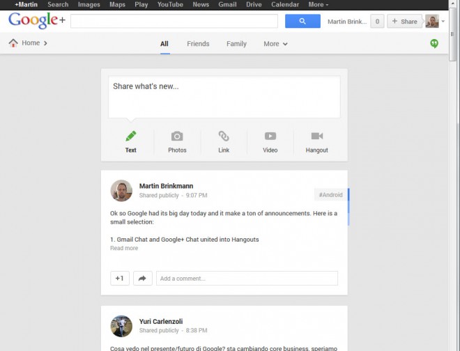 google plus single column