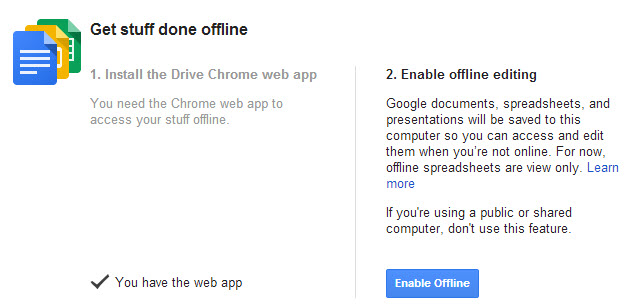 google drive offline access