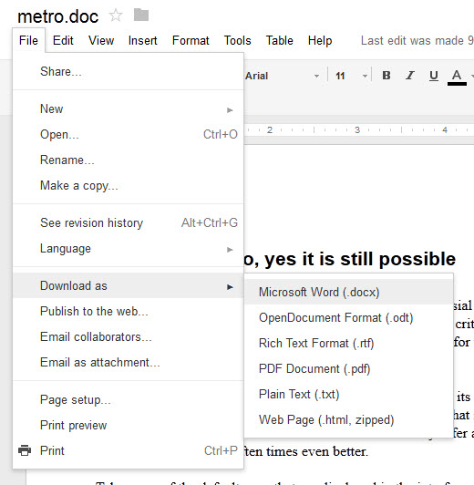 google docs doc format