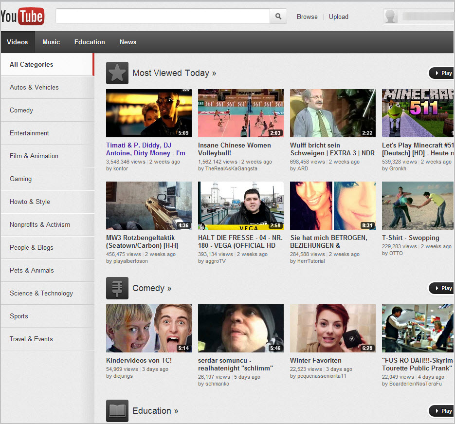 youtube browse