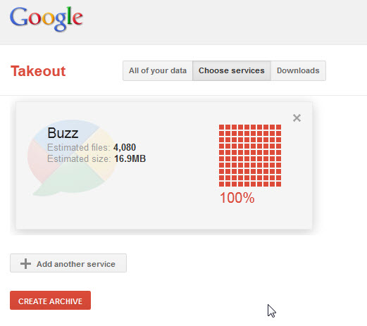 google takeout buzz