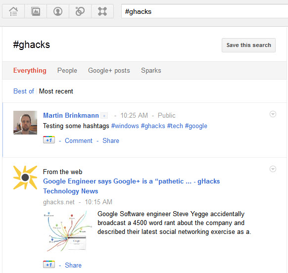 google plus hashtags