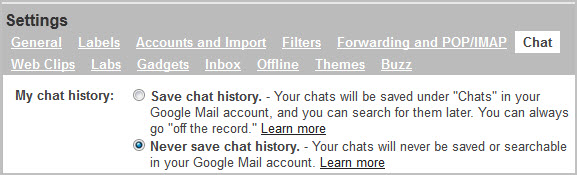 gmail google chat history