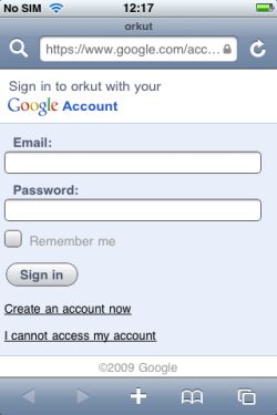 orkut login mobile