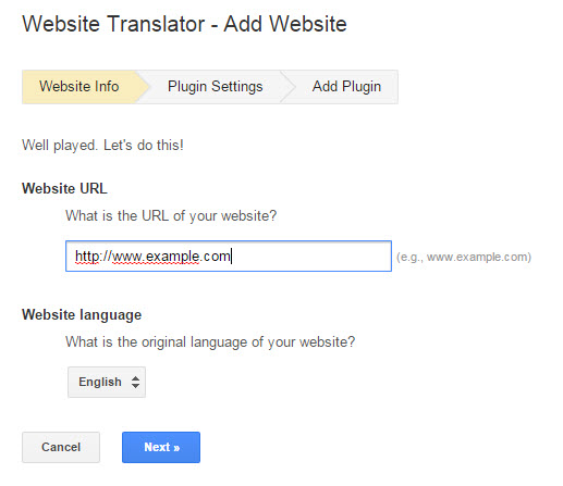 add website to website translator