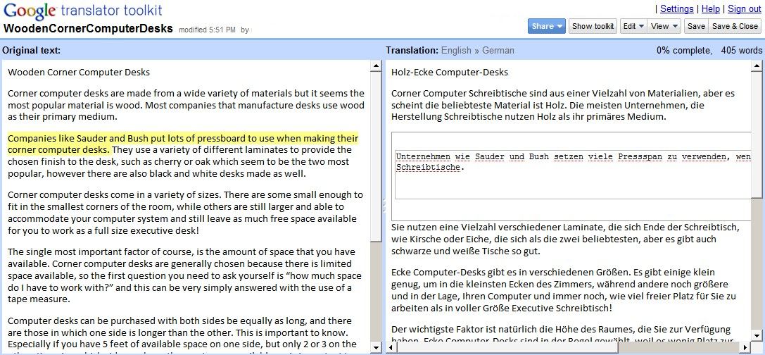 google translator toolkit