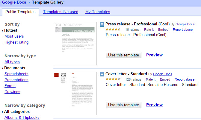 google drive templates