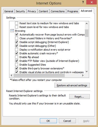 internet explorer rivacy settings