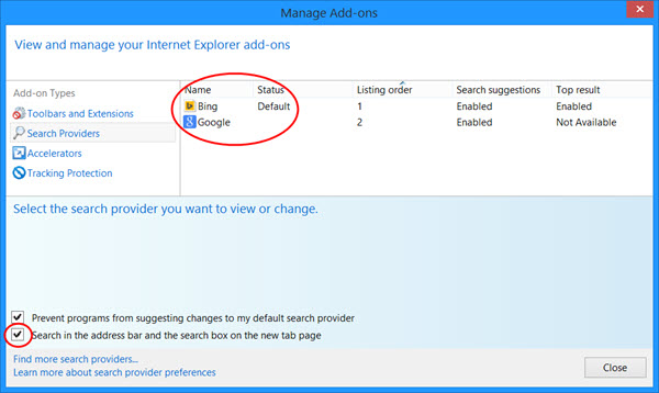 remove Bing Search Bar IE New tab page