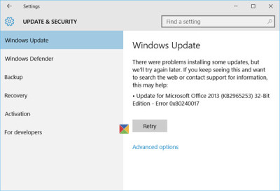 Windows Update Error 0x80240017