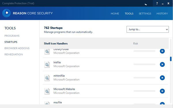 Figure 3 - Auto Startup Programs in Reason Core Security Free