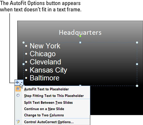 AutoFit options.