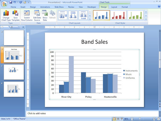 Swap the row/column orientation of a chart.