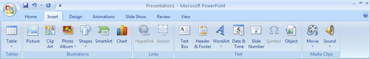 PowerPoint’s Ribbon provides tabs you click to reveal controls.