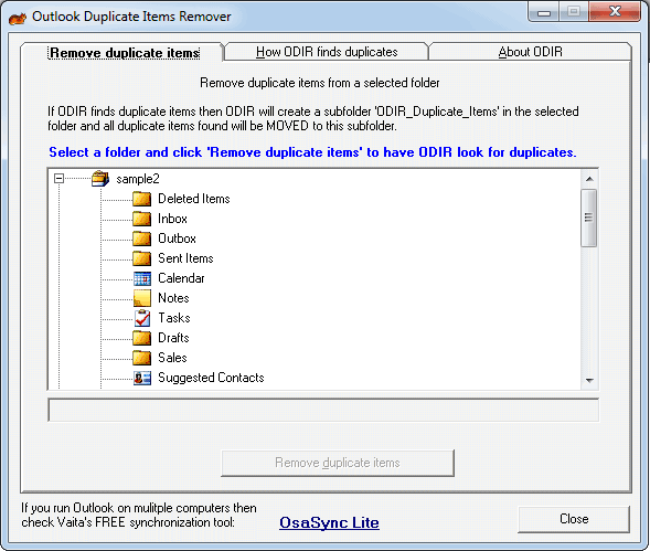Outlook duplicate items remover
