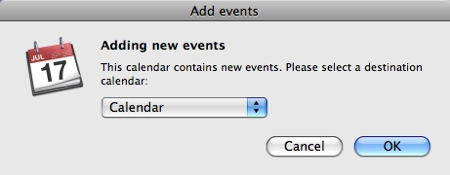 ical asking which calendar you want to add an event to