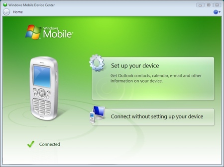 syncing a smartphone in windows vista