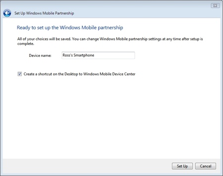 syncing a smartphone in windows vista