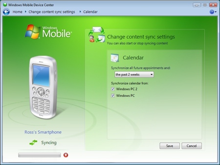 syncing a smartphone in windows vista