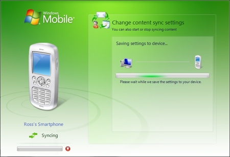 syncing a smartphone in windows vista