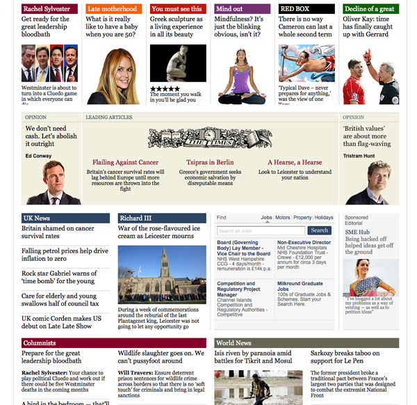 Times website screenshot