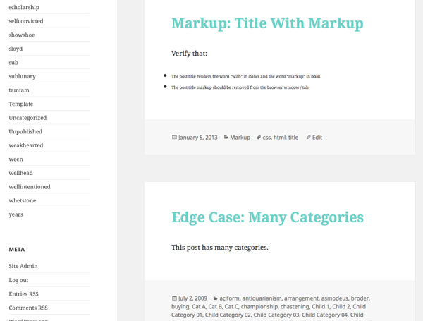 Markup category page with blue colored post titles