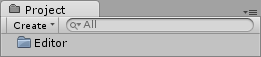 Editor folder created in the project view.
