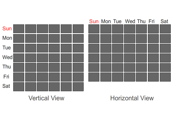 Horizontal and Vertical Calendars