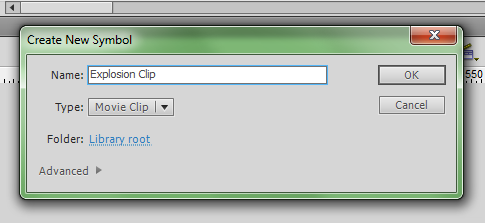 Create New Symbol -- Movie Clip.