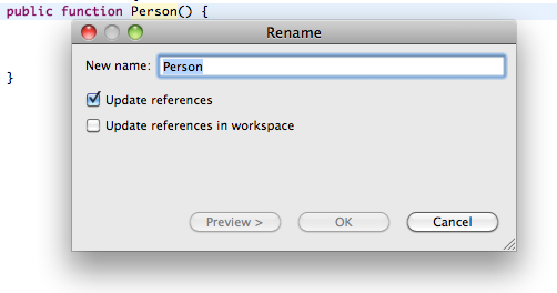 Use Rename refactoring to rename classes, functions or properties