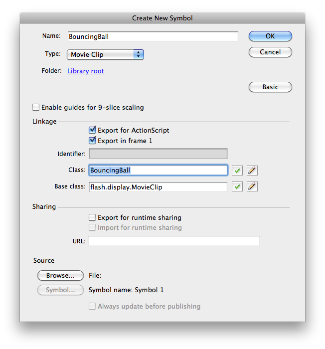 Creating a new Symbol in Flash Pro