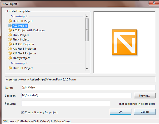 Creating a new AS3 project