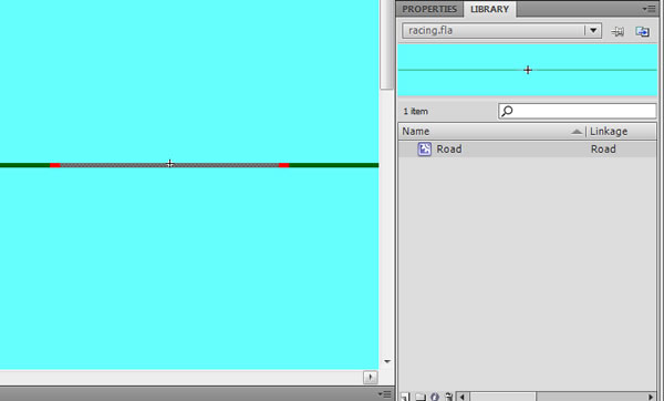 Road MovieClip in the Library.