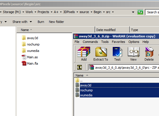 Copying Away3D to your src folder