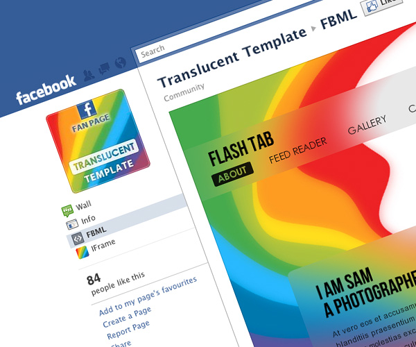 Translucent - Facebook Fan Page Template