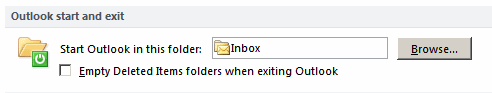 Outlook 2010 startup folder option