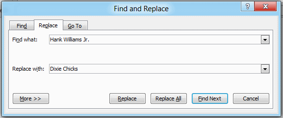 Outlook 2010 find and replace screen