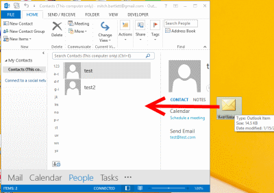 Outlook drag to people window