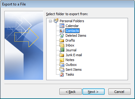 Type filename for export file