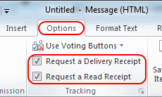 Outlook 2010 message receipt options