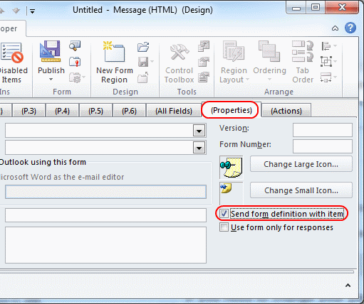 Outlook 2010 reply to all send form definition with item