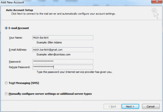 Outlook 2010 IMAP Gmail settings