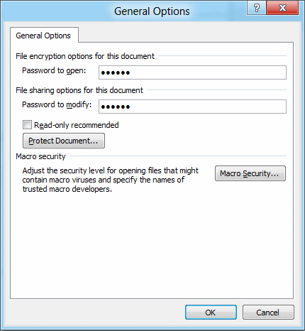 Word 2010 setting password on document