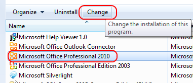 Change Word 2010 Install