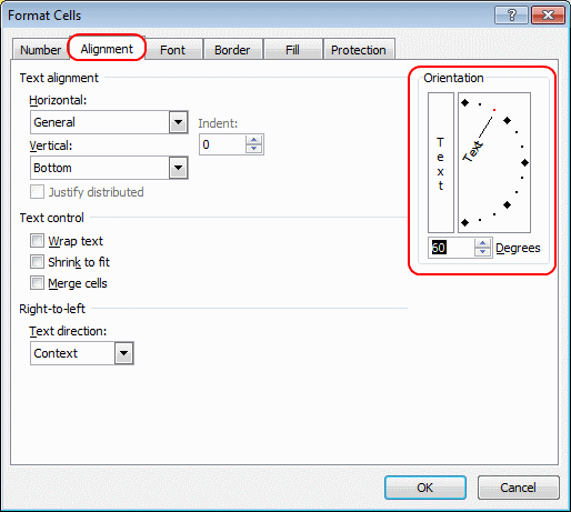 Excel 2010 custom orientation