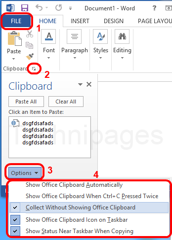 Office 2012 Collect Without Showing Office Clipboard options