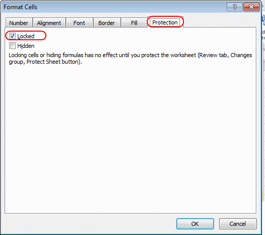 Excel locked setting