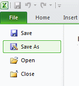 Excel save as