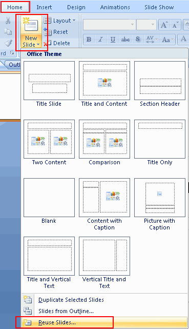 Select Reuse Slides